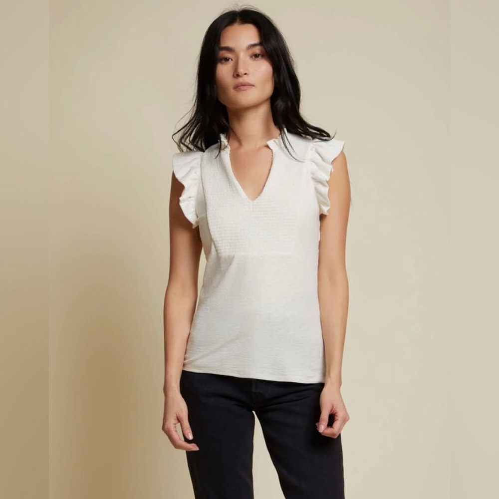 Nation LTD White Ruffle Sleeve Blouse